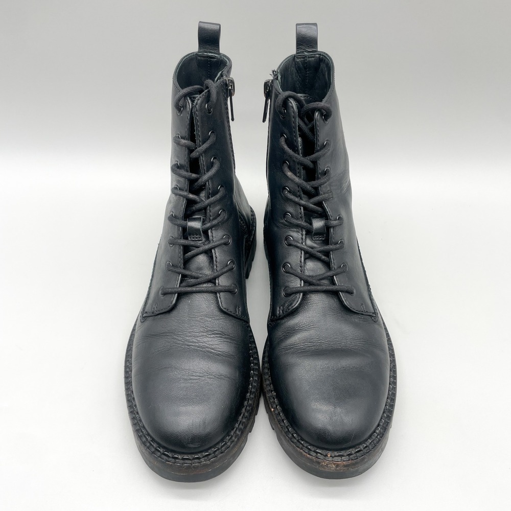 Vince Womens 7 M Cabria Lug Combat Boots Black Leather Edgy Punk Goth Moto Biker